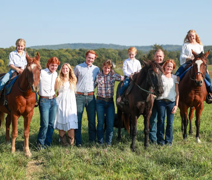 family and cows