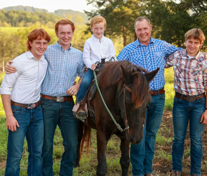 family and cows