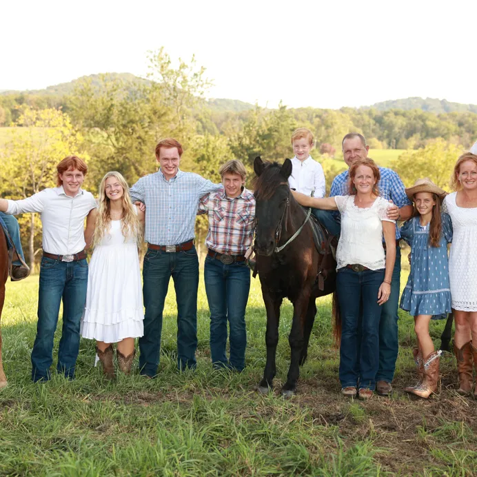 family and horses